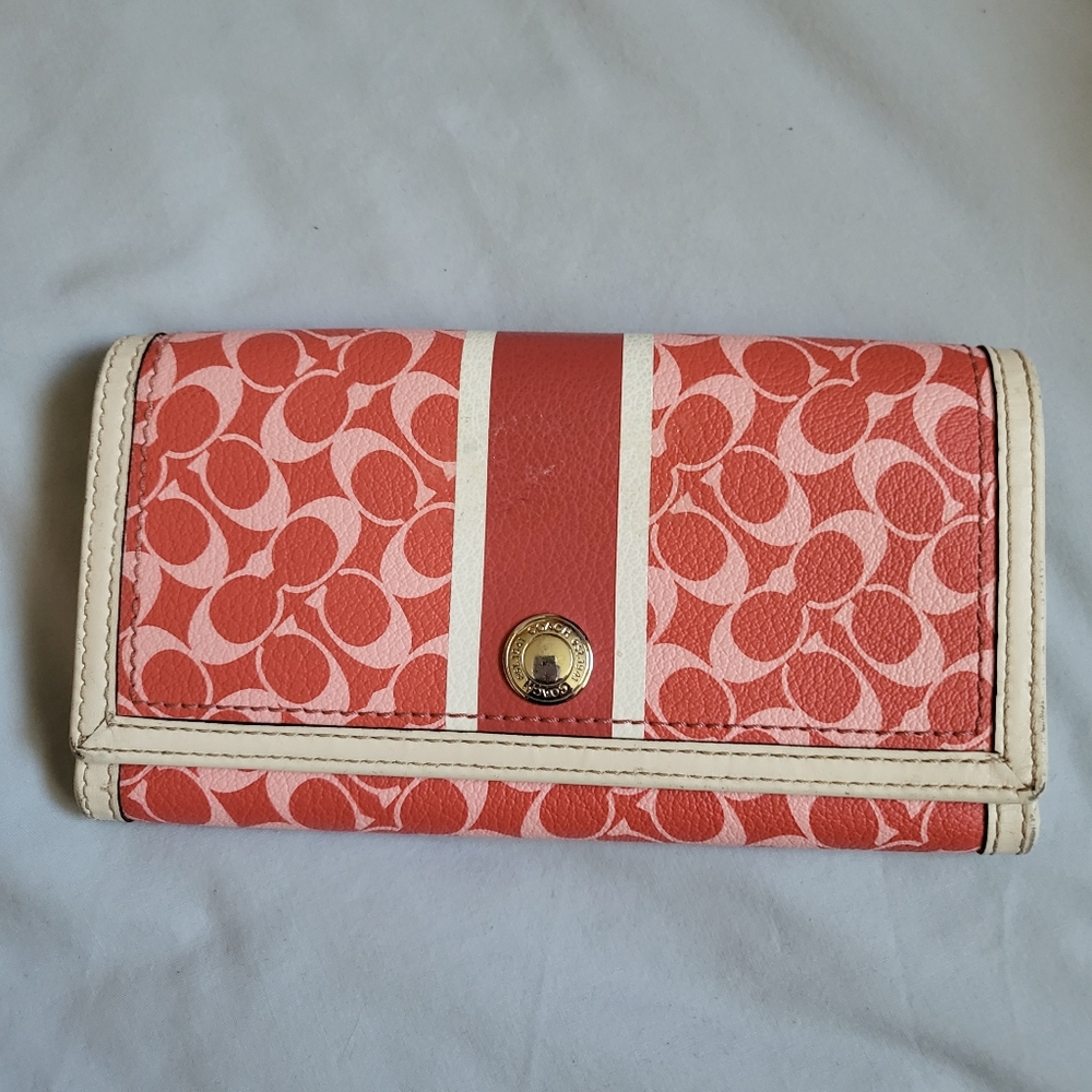 Coach Coral and Cream Wallet